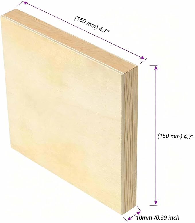 JOIKIT 20 Pack 4.7 x 4.7 Inch Wood Canvas Panels, 0.86cm Thick Wooden Canvas Board Unfinished Wood Cradled Painting Panel Boards, Artist Wooden Canvases for Burning, Pouring, String Art, Crafts