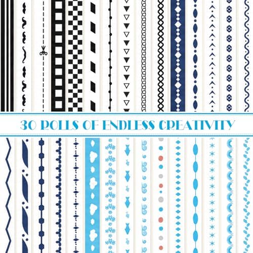 EORTA 30 Rolls Pastel Floral Washi Tape Set, Thin 5mm Skinny Masking Tape, Decorative Planner Tape for Scrapbooking, Journaling, Gift Wrapping & DIY Crafts (Minimal Neutral Lines, 5mm)