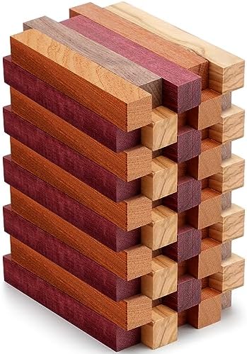 Qilery 50 Pcs Pen Blanks for Woodturning, Walnut, Zebrawood, Cherrywood