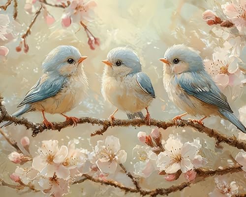 Clendo Bird Paint by Numbers Kit for Adults Beginner, Adult's Paint by Number Kits On Canvas, DIY Oil Painting Kits for Home Wall Decor 16x20 Inch