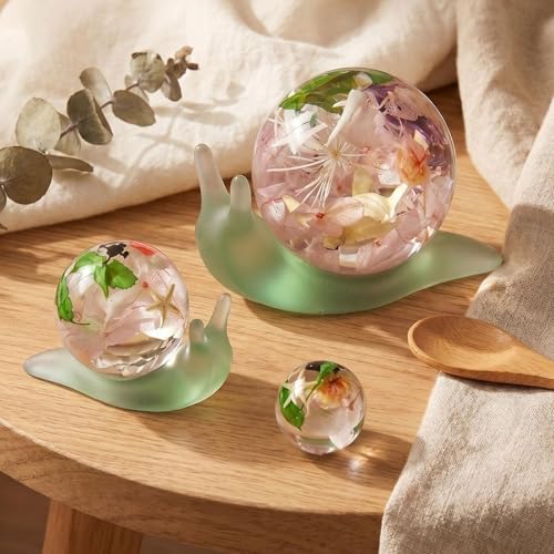 5Pcs Snail Ball Silicone Resin Mold Set,3D Snail Base Silicone Molds with 3 Size Clear Sphere Epoxy Casting Molds for DIY Resin Casting, Home Decor, Crafts