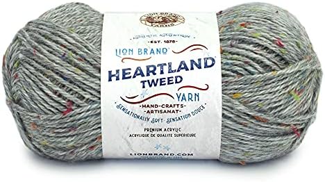 Lion Brand Yarn Heartland Yarn, Worsted-Weight Yarn for Knitting, Crocheting, and Crafting, 1 Pack, Mount Rainier Tweed