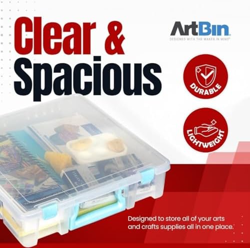 ArtBin Super Satchel 1-Compartment Craft Storage Box, Clear | One Open Compartment, 15.2 x 8 x 6.2 Inches, Secure Latches, Stackable, Clear Durable Polypropylene