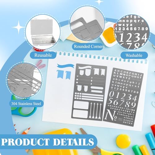 8 Pcs Metal Journal Stencils, Stainless Steel Planner Templates