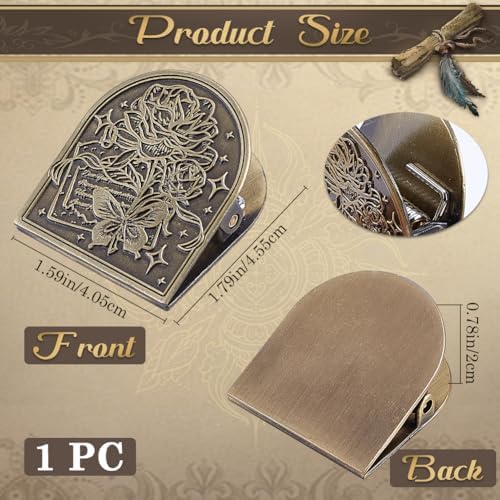 CRASPIRE Travelers Note Book Clip Alloy Vintage Flower Butterfly Theme Metal Antique Bronze Decorative Journal Page Binder Clips for TN Travelers Art Journaling Reading Decoration Accessories