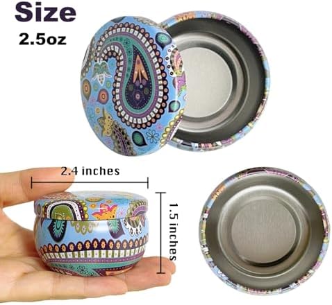 Phinicco Empty Candle Tins 24 Pcs 2.5OZ with Lids & Jars - Bulk (6 Colors)