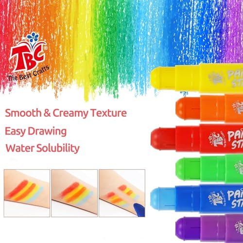 TBC The Best Crafts 24 Colors Mixed pack, Washable Paint, Non-toxic, Tempera Paint Sticks for Kids and Students