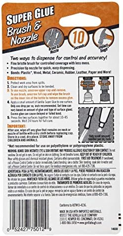 Gorilla Super Glue with Brush & Nozzle Applicator, 10 Gram, Clear, (Pack of 24)
