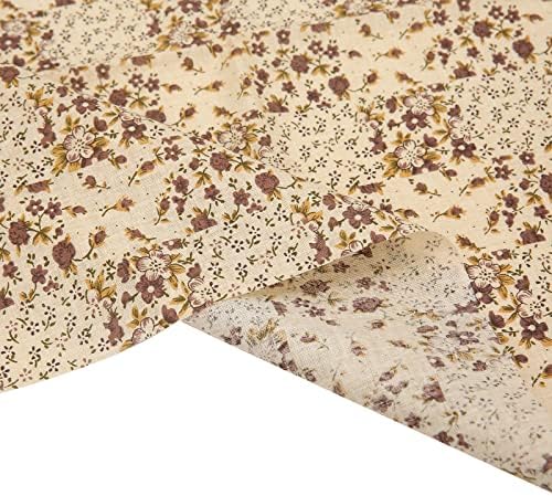 Cotton Fabric DIY Making Supplies Quilting Patchwork Fabric Fat Quarter Bundles DIY for Quilting Cotton Patchwork Cushions (Brown, 20" x 20")