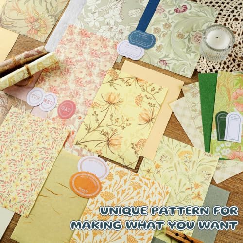 240 Sheets Vintage Floral Scrapbook Paper - 6 Themes Aesthetic Flowers Pattern, Scrapbook Supplies with Stickers Decorative Craft for Junk Journal Supplies Retro Crafts 4.1x5.8 Inch