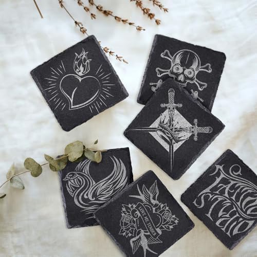 68 Pcs 4 Inch Square Black Slate Coasters Bulk for Laser Engraving