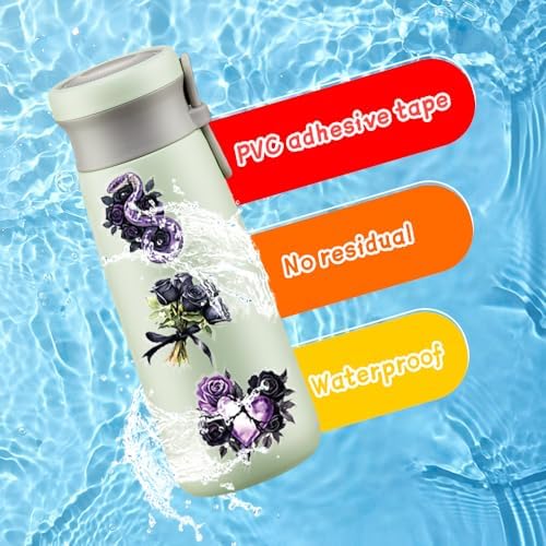 50Pcs Vintage Stickers,Waterproof Transparent PET Aesthetic Decorative Scrapbooking Supplies for Adult Card Making Letters Planner Journaling Junk Journal DIY Water Bottles Art Craft.Black Rose