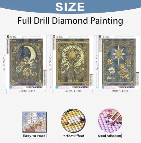 Benjenes 3Pack Tarot Theme Diamond Art Kits for Adults, Diamond Painting