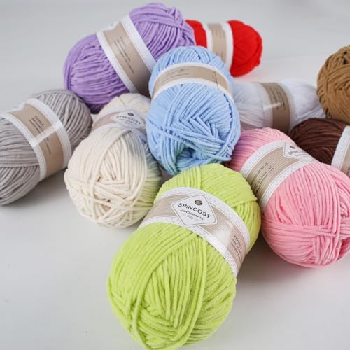 Skinny Chenille Yarn, 2 Pack of 50g/120 Yards Fluffy Soft Polyester Crochet Yarn Sutible for Colorful DIY Crafts Blankets Plush Dolls (Yellow)
