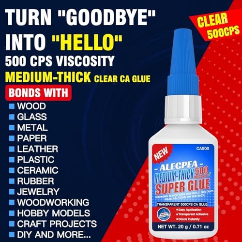ALECPEA Medium-Thick CA Glue (500 CPS) 20g - Instant Bond Adhesive