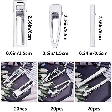60PCS Hair Clips for Silicone Resin Molds, DIY Hair Bow Clips Pearl Hairpin Hair Accessories for Girls and Women (Silver)
