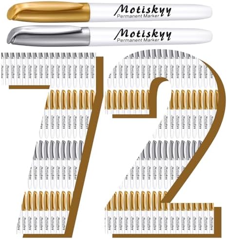 Motiskyy 72 Pcs Metallic Permanent Markers Bulk, Gold Silver