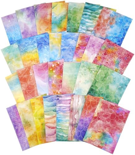 30 Sheets Puzzle Pre-Cut Washi Stickers, Featuring Abstract Watercolor, Pastel Gradient and Geometric Designs for Scrapbooking, Bullet Journaling, DIY Crafts