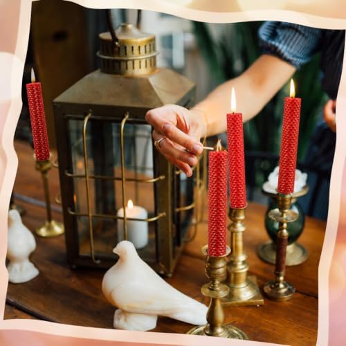 Yuntau 24 Pcs Beeswax Candle Making Kit, 8 x 8 Inches, Red