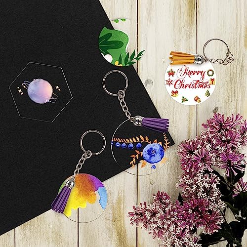 1.5 inch Clear Small Circles Acrylic Blank | 100 Pcs，2mm Thick, with Holes,Mini Hanging Jewelry Keychain Labels DIY Crafts