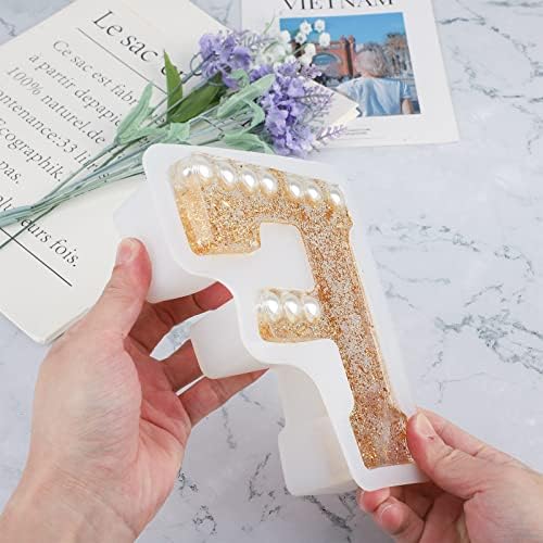Gartful 7 Inch Large Letter Molds for Resin, 3D F Capital Alphabet Epoxy Resin Mold, A to Z Thick Resin Letter Molds for Making Letters, Word Sign Art, DIY Crafts, Making Cake, Party Home Decor