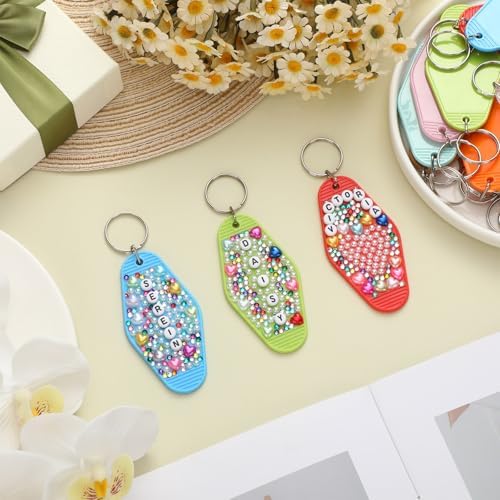 Nosiny 1550 Pcs 40 Sets Motel Keychain Making Kit Key Chain Letter Beads