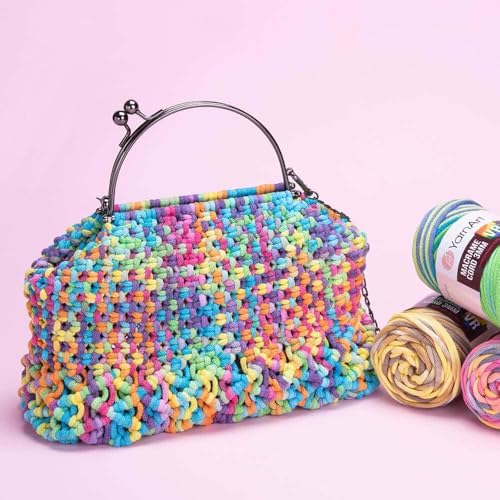 YarnArt Cord Rainbow Yarn - Cotton Polyester Crocheting and Knitting Yarn - Home Decoration Yarn for Baskets, Doormats, Rugs, Supla, Cushions, Blankets, Bags,Super Bulky #6, (1 Skein) (920)