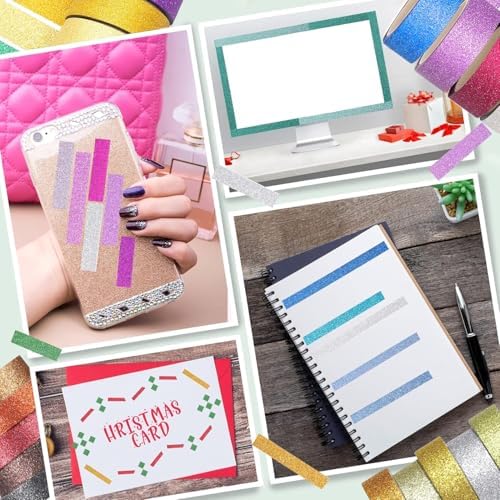 Glitter Washi Tape Set 12 Rolls, Cute Tape Decorative Tape for Crafts