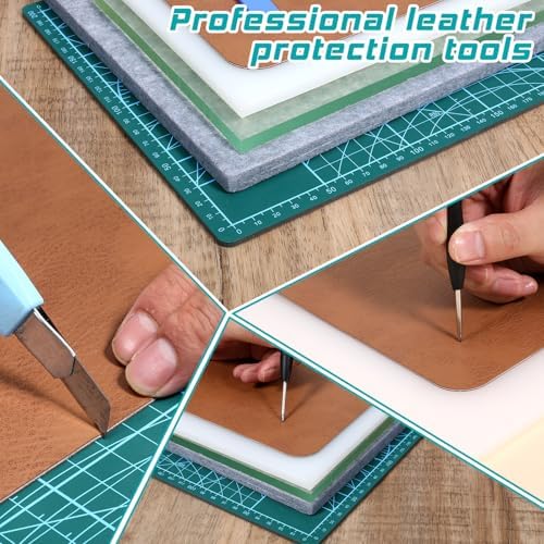 4 Pcs Leather Punch Pads, Craft Cutting Mat Craft Mat Sound Absorbing Pad and A4 Self Healing Cutting Mat Hole Punchs Stamping Tool for Leathers Working DIY Crafts