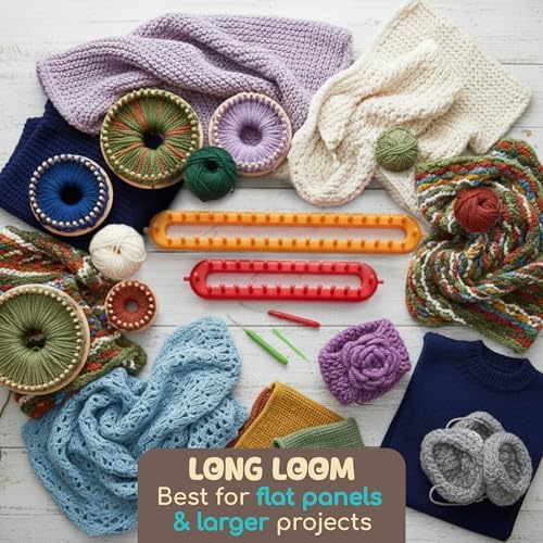 Olikraft Knitting Loom Kit for Beginners, 4 Round and 2 Rectangular Looms