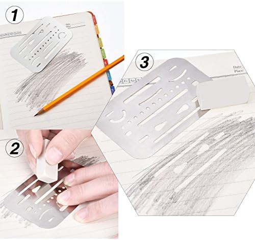 Hotop 3 Pcs Eraser Shields for Artists, Metal Drafting Template