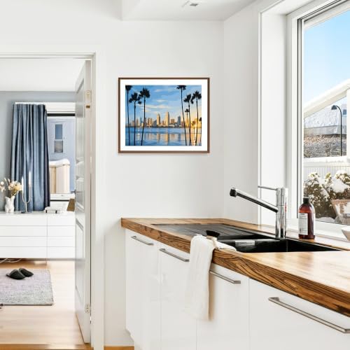 San Diego Cityscape Paint by Number Kits, California Seaside View Hand-painted Art, Sunset Downtown Canvas Acrylic Painting Set, Modern Urban Paint by Numbers for Home Decor(16×20inch, Unframe)