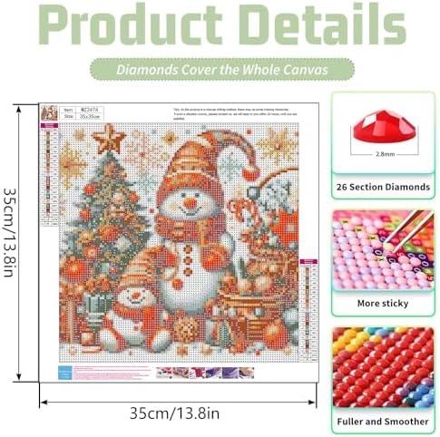 Xylogist Christmas Snowman Diamond Art Kits for Adults 14x14Inch