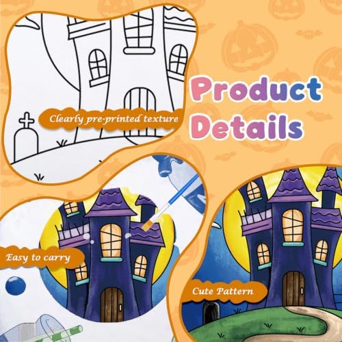 Anseal 12 Packs Pre Drawn Canvas to Paint, 4" X 4" Halloween Pre-Printed Paint Party for Painting, Pre Stretched Canvas Outline Painting Boards for Paint Lovers, Party Favor