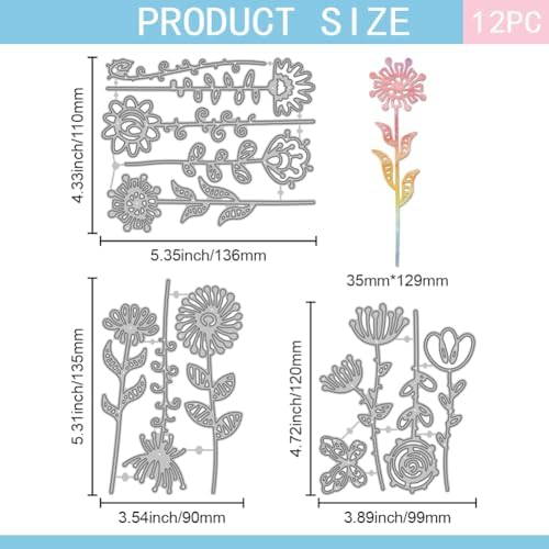 GLOBLELAND Artsy Stems Flowers Cutting Dies for Card Making Abstract Plants Cut Die for DIY Scrapbooking Journal Embossing Paper Craft Decor
