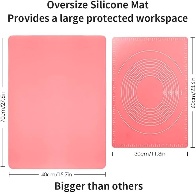 Extra Large Silicone Mats for Kitchen Counter, 27.6'' x15.7'' Silicone Placemats for Kids, Nonstick Silicone Mat for Baking Crafts, Nonskid Heat Resistant Mat Pink Kids Placemats for Table, Pink