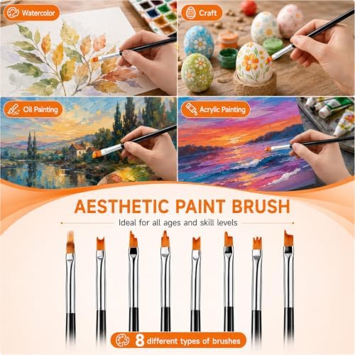 16 PCS Paintbrushes Nylon Art Paint Brushes with Detail
