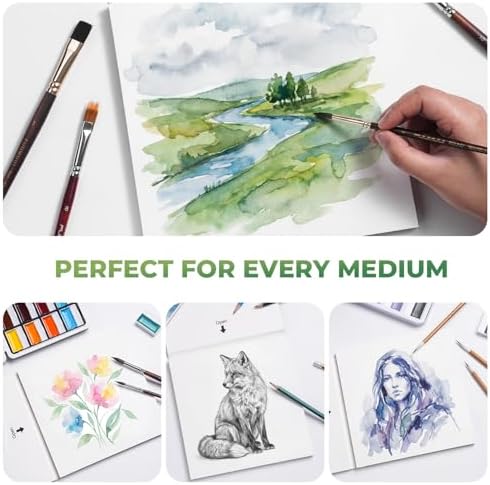 Fuumuui Watercolor Paper Block 8x8 Inch, Smooth Surface 100% Cotton Watercolor Paper, 22 Sheets, 140lb/300gsm, Hot Press, Acid-Free, Art Paper for Painting & Drawing, Wet, Mixed Media