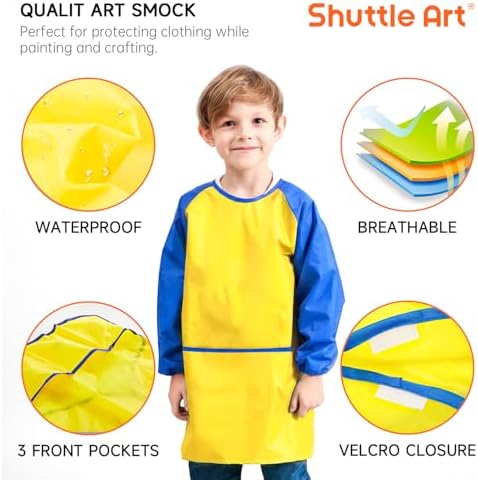 69 Pack Kids Paint Set, Shuttle Art Art Set for Kids with 30 Colors Acrylic Paint, Wood Easel, Canvas, Painting Pad, Brushes, Palette and Smock, Complete Paint Set for Boys and Girls(package may very)