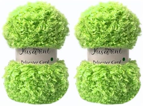 (32 Colors Available) Yusarinl 2 Skeins Teddy Bear Yarn,Fuzzy Yarn for Crochet Polyester Plush Fur for Crafts Fluffy Fuzzy for Knitting(6.7 oz, 80 yds)-Green