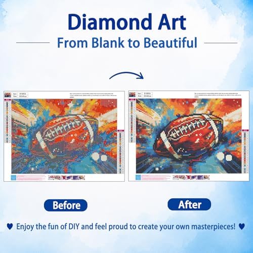 AUKELHJ Football Diamond Art Kits for Adults, Diamond Painting, 12x16 Inch