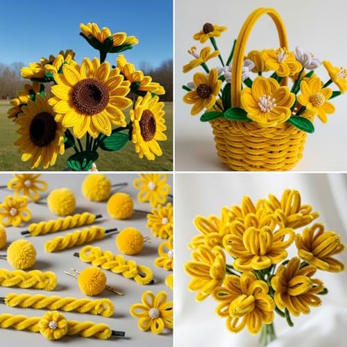 Caydo 200 Pieces Blonde Yellow Pipe Cleaners for Flowers