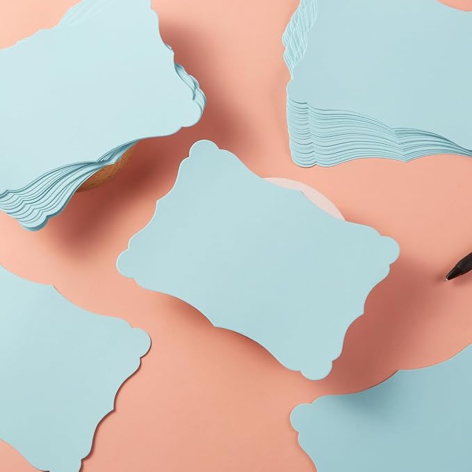 50 Pack Blank Kraft Greeting Cards, Light Blue, 5x7IN