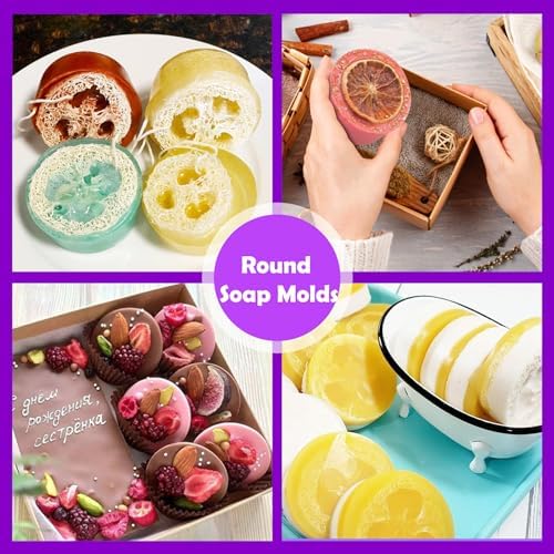 (2 Pack) 8-Cavity Round Silicone Mold for Soap, Cake, Bread, Cupcake, Cheesecake, Cornbread, Muffin, Brownie, and More