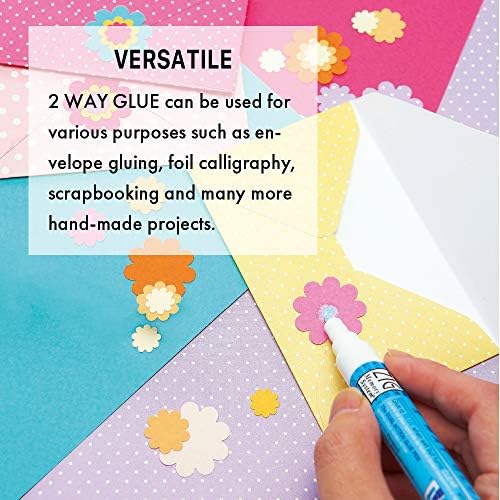 Kuretake Zig 2 Way Glue Pen, 2mm Fine Tip, 3 pcs Set, Adhesive for Professional,Artists, Crafting, Scrapbooking, Gift Card, Made in Japan