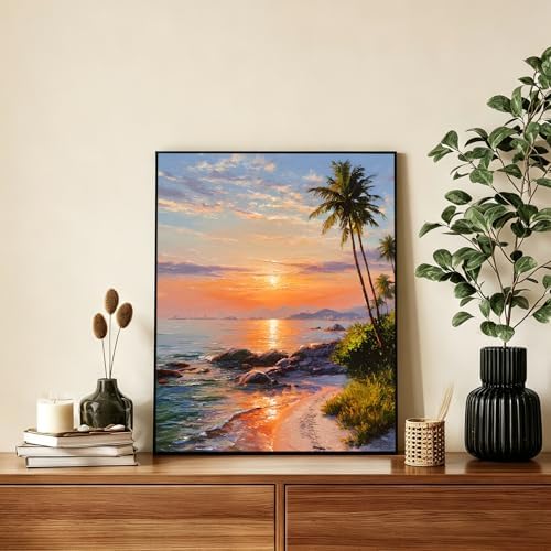 AUKELHJ Paint by Numbers Kit for Adults Beginner, Beach, 16X20 Inch