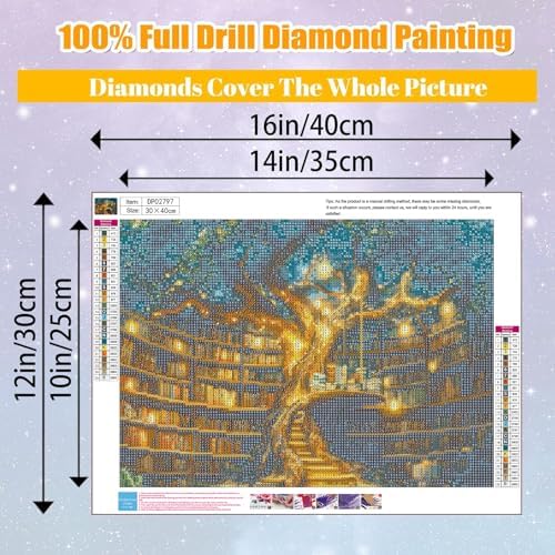 Diamond Art Kits for Adults,Tree of Life Square Diamond Painting 12x16in