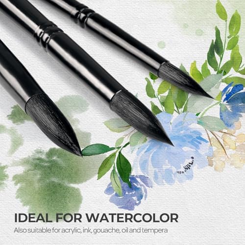 Nicpro 8pcs Watercolor Paint Brushes, Round Pointed Tip Paint Brush Set