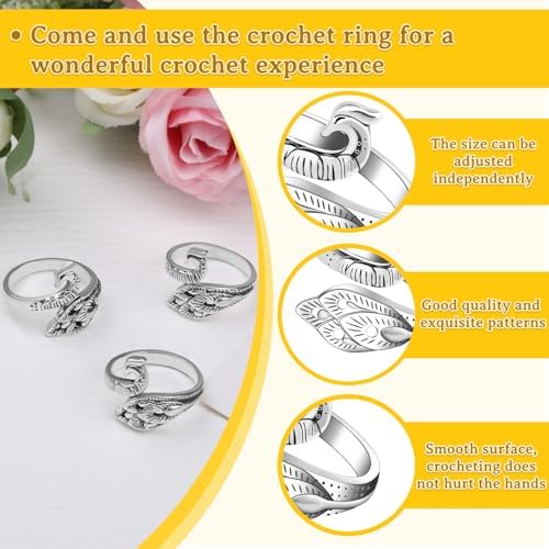 Yizzvb 3 Pcs Crochet Ring 30Pcs Stitch Markers Knitting Tension Rings
