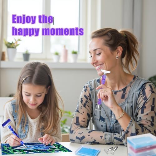 Huanlys Diamond Art Pens Tools Diamond Painting Accessories Kits with Screw Steel Rose Gold Metal Tip Nibs Placers Roller Tool Accessories (Purple Silver B)